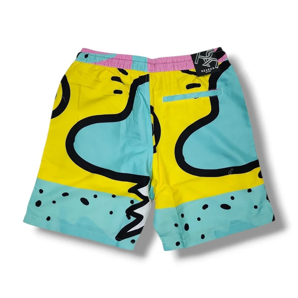 REASON BRAND All Over Print Swim Shorts‎ Multicolor AZSW-030 Men's Small